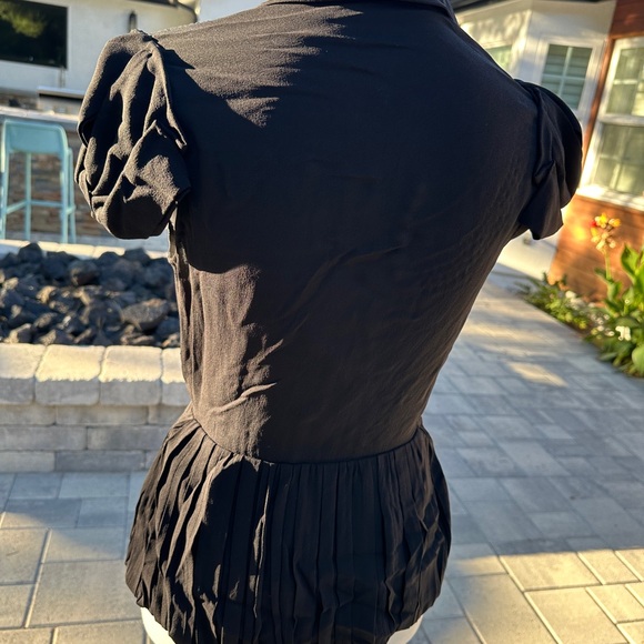 Gorgeous Black Prada Pleated Button up Blouse - Picture 2 of 5